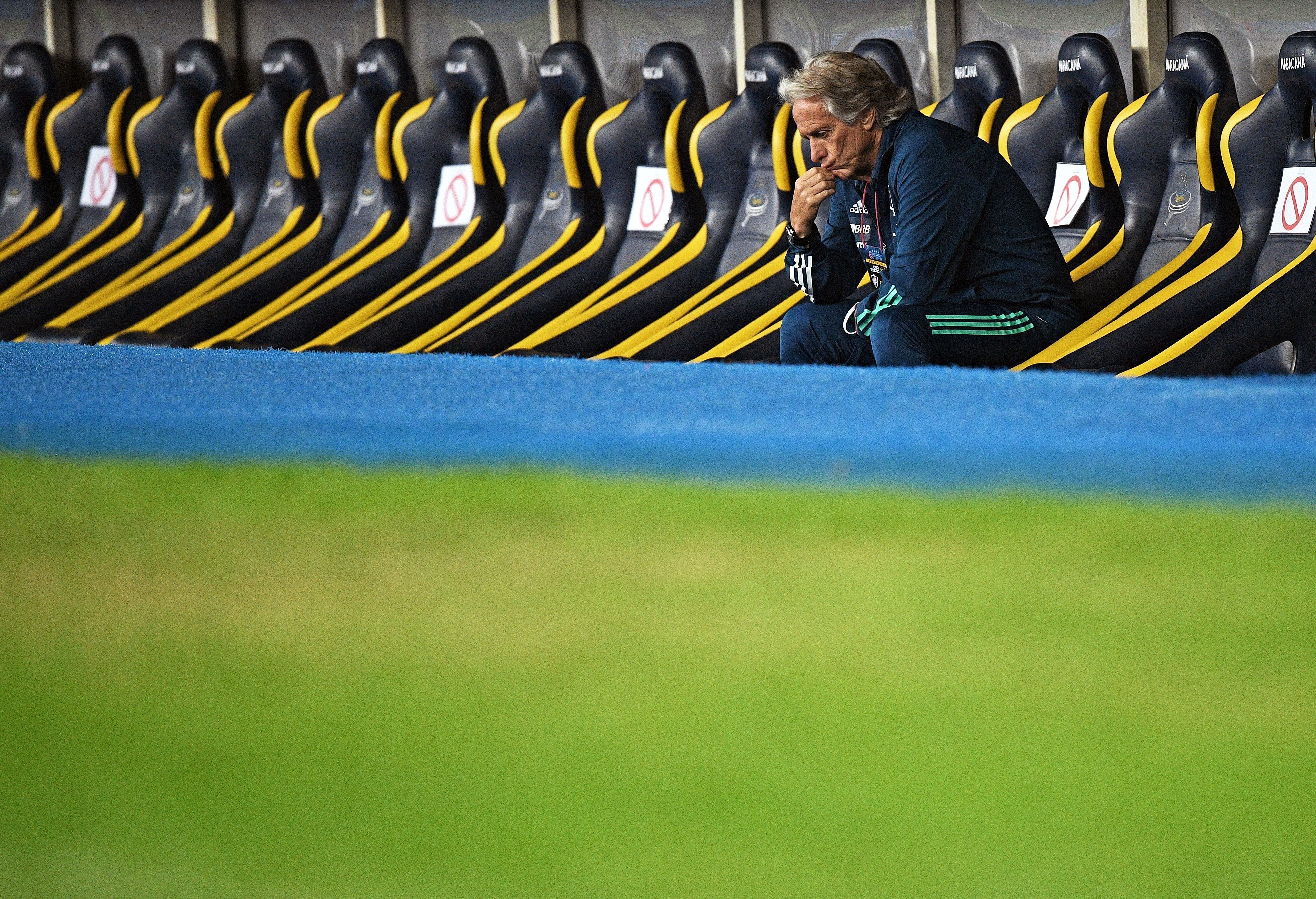 Jorge Jesus durante jogo entre Flamengo e Fluminense, pelo Carioca