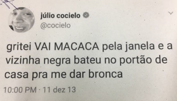 Em 2013, tuitada motivada por jogo da Ponte Preta que foi documentada pelo MP Em 2013, tuitada motivada por jogo da Ponte Preta que foi documentada pelo MP