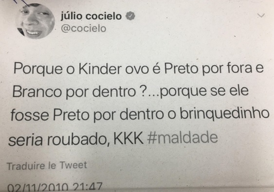 Tuite de 2010 que está na ação do Ministério Público de São Paulo Tuite de 2010 que está na ação do Ministério Público de São Paulo