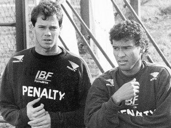 Zago (esq) e Muller em treino do São Paulo Zago (esq) e Muller em treino do São Paulo