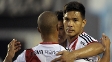 Teo Gutiérrez comemora o primeiro gol do River com os companheiros