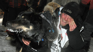 A que ponto chegamos: cachorros são flagrados dopados em corrida de trenó nos Estados Unidos Dallas Seavey com um de seus cachorros após o título no Iditarod em 2014