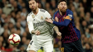 O Barcelona conquistou corações e mentes e o Real Madrid é 'passado'; pelo menos é o que diz pesquisa na Europa Messi, do Barcelona, e Sergio Ramos, do Real Madrid, disputam jogada