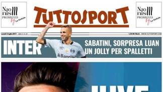 Capa de jornal italiano: Inter de Milão tem interesse no 'curinga' Luan Luan, do Grêmio, interessa à Internazionale de Milão, segundo informa o jornal 'Tuttosport'