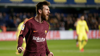 Vitória do Barcelona no sábado levaria time a marca inédita Messi comemora gol contra o Villarreal, neste domingo