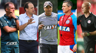 Federação de Treinadores pede limite de duas trocas de técnicos por clube Eduardo Baptista, Rogério Ceni, Roger Machado, Jorginho e Antonio Carlos Zago: todos já caíram neste ano