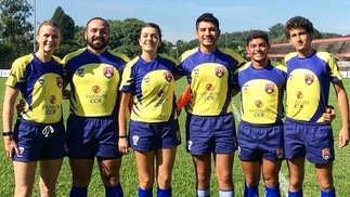 A vida do árbitro também tem suor fora da partida, sim! Natasha, eu e Cauã em torneio universitário - SP