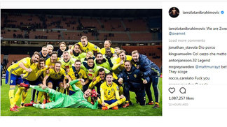 Ibra comemora classificação da Suécia nas redes sociais e é detonado por italianos Zlatan Ibrahimovic comemorou classificação da Suécia no Instagram