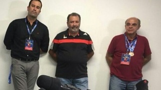 O jogo político e a batalha pelo poder no Flamengo em ebulição Ricardo Lomba, vice de futebol, o CEO Fred Luz e presidente Bandeira de Mello durante uma coletiva do Flamengo