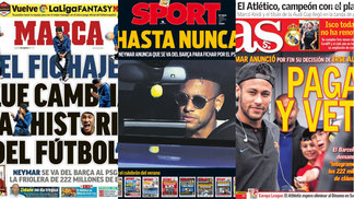 Da "contratação que muda a história" ao "até nunca": a ida de Neymar ao PSG nos jornais europeus Da "contratação que muda a história" ao "até nunca": a ida de Neymar ao PSG nos jornais europeus
