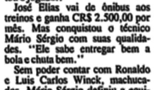 Imagine estrear com apenas 16 anos pelo Corinthians Matéria da Folha, no dia da estreia de Zé Elias