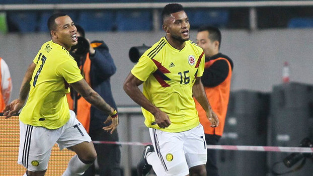 Borja comemora um de seus gols na vitória da Colômbia sobre a China Borja comemora um de seus gols na vitória da Colômbia sobre a China