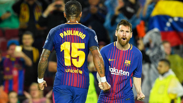 Messi comemora após marcar de falta para o Barcelona Messi comemora após marcar de falta para o Barcelona