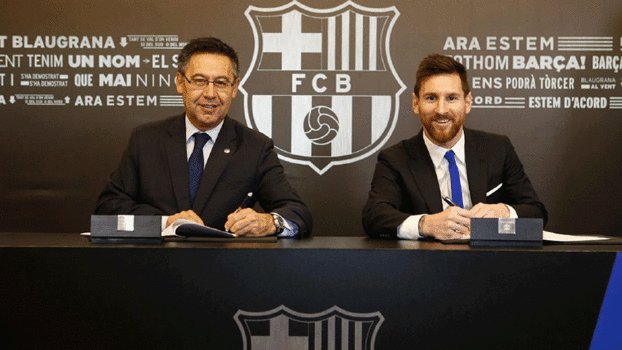 Messi será jogador do Barça ao menos até 2021 Messi será jogador do Barça ao menos até 2021