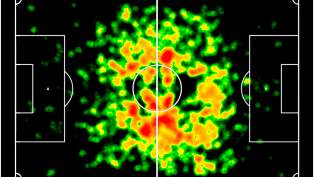 Perceba no mapa de ações de Bruno Henrique como ele foi de área a área o campeonato inteiro Perceba no mapa de ações de Bruno Henrique como ele foi de área a área o campeonato inteiro
