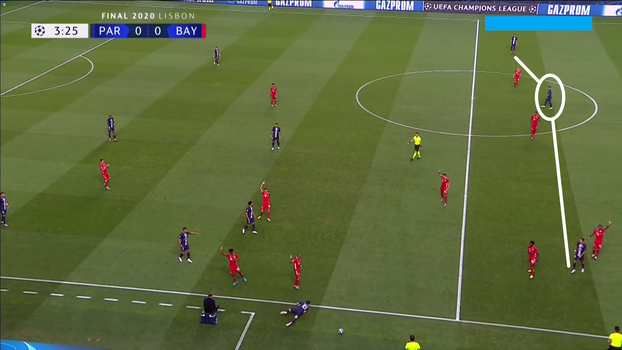 Na imagem vemos com Tuchel escalou seu ataque: Dí Maria na direita, Neymar por dentro e Mbappé pela esquerda Na imagem vemos com Tuchel escalou seu ataque: Dí Maria na direita, Neymar por dentro e Mbappé pela esquerda