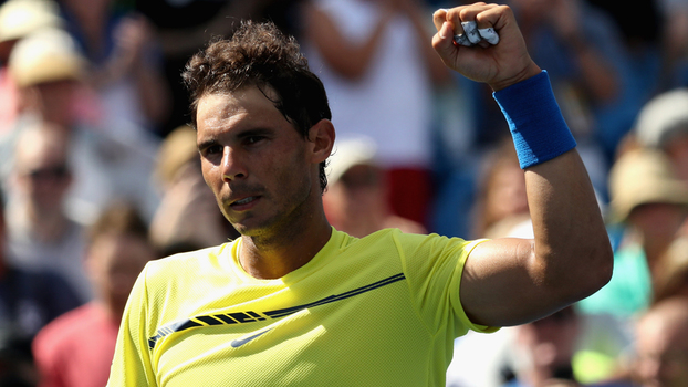 Rafael Nadal comemora a vitória sobre Albert Ramos-Viñolas em Cincinnati Rafael Nadal comemora a vitória sobre Albert Ramos-Viñolas em Cincinnati