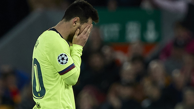 Messi após derrota para o Liverpool na Champions League Messi após derrota para o Liverpool na Champions League