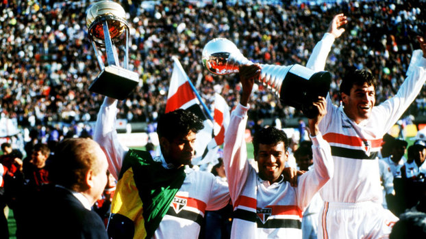 Jogadores do São Paulo comemoram a conquista do Mundial de Clubes de 1992