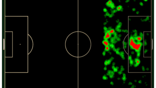Mapa de ações com bola de Jonathas nas suas duas últimas temporadas Mapa de ações com bola de Jonathas nas suas duas últimas temporadas