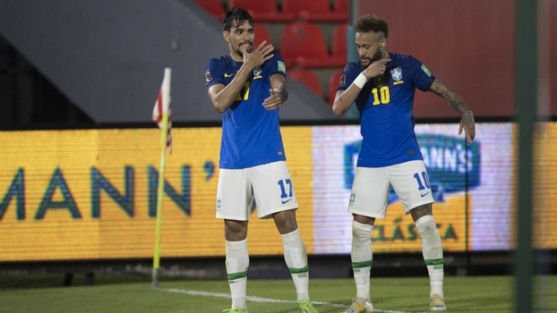 Paquetá e Neymar comemoram gol com dancinha Paquetá e Neymar comemoram gol com dancinha