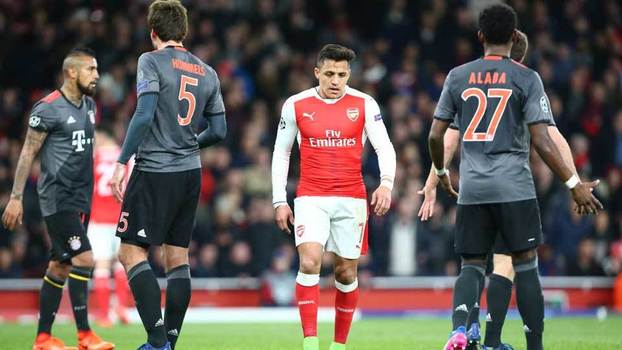 Alexis Sánchez, em ação pelo Arsenal contra o Bayern de Munique Alexis Sánchez, em ação pelo Arsenal contra o Bayern de Munique