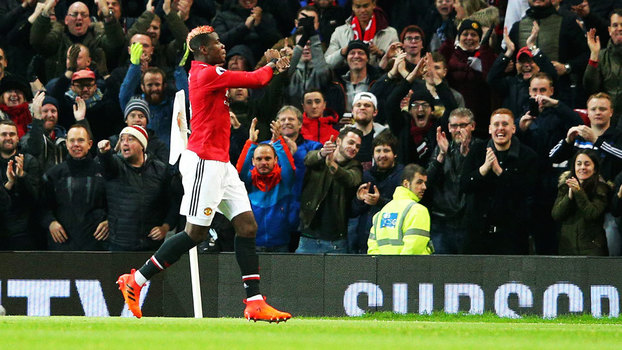 Pogba comemora gol do Manchester United contra Newcastle Pogba comemora gol do Manchester United contra Newcastle