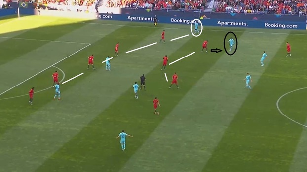 Portugal pressiona o lado da bola: coberturas bem alinhadas e muita concentração impedem a Holanda de avançar