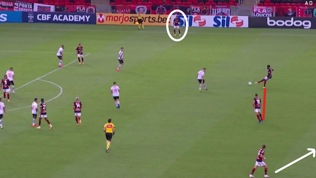 Veja no frame do jogo: Isla espetado, bem aberto e avançando. Filipe fecha por dentro Veja no frame do jogo: Isla espetado, bem aberto e avançando. Filipe fecha por dentro