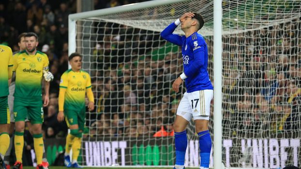 Ayoze Perez reage após perder gol pelo Leicester Ayoze Perez reage após perder gol pelo Leicester