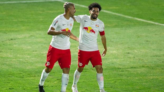 Ytalo e Claudinho comemoram gol do Bragantino Ytalo e Claudinho comemoram gol do Bragantino