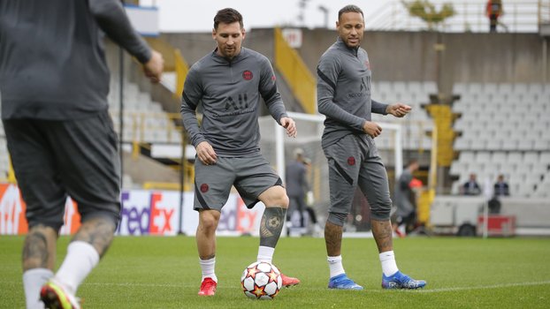 Messi e Neymar no último treino Messi e Neymar no último treino