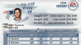 Tom Brady ao longo da história em Madden Grupo de QBs do Patriots já sem o antigo titular, Drew Bledsoe.