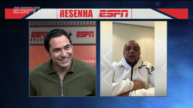 Roberto Carlos participa do Resenha ESPN e brinca com Chicão por terremoto na Índia: 'Desceu 18 andares de escada' Roberto Carlos participa do Resenha ESPN e brinca com Chicão por terremoto na Índia: 'Desceu 18 andares de escada'