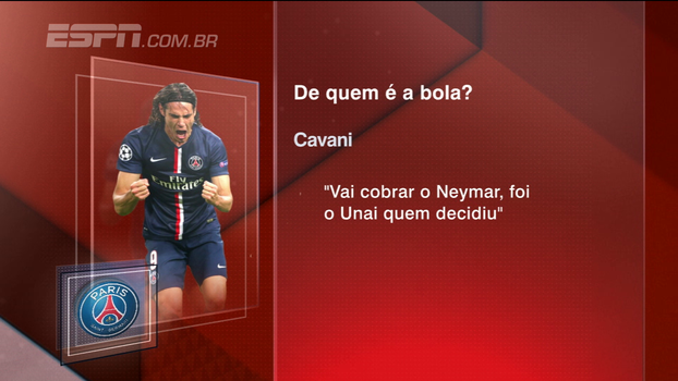 'O Neymar cobrará o próximo pênalti', diz Cavani 'O Neymar cobrará o próximo pênalti', diz Cavani