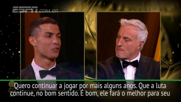 Após outra Bola de Ouro, Cristiano Ronaldo quer que luta com Messi continue: 'Vejamos, no final, quem é o melhor' Após outra bola de ouro, Cristiano Ronaldo quer que luta com Messi continue: 'Vejamos, no final, quem é o melhor'