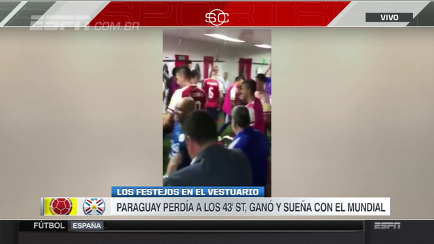 Veja comemoração dos jogadores paraguaios após virada incrível contra a Colômbia Veja comemoração dos jogadores paraguaios após virada incrível contra a Colômbia