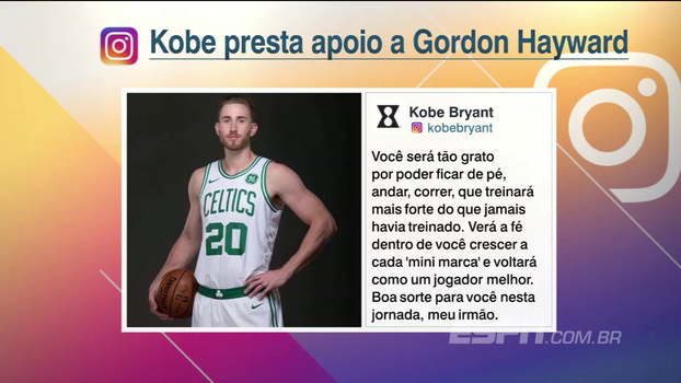 Everaldo Marques lê texto emocionante de Kobe Bryant depois da lesão de Gordon Hayward Everaldo Marques lê texto emocionante de Kobe Bryant depois da lesão de Gordon Hayward