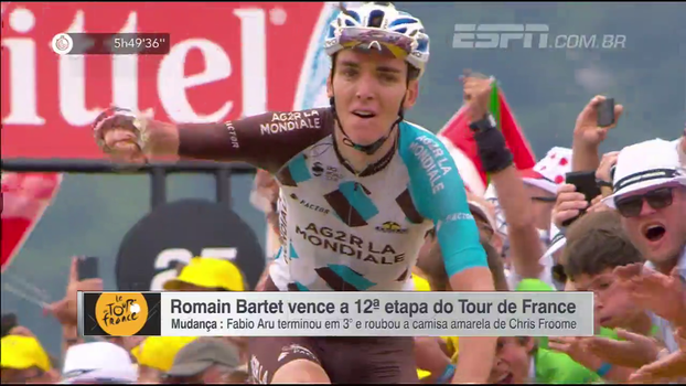Fabio Aru é 3º em etapa vencida por Romain Bartet e toma camisa amareloa de Chris Froome Fabio Aru é 3º em etapa vencida por Romain Bartet e toma camisa amareloa de Chris Froome
