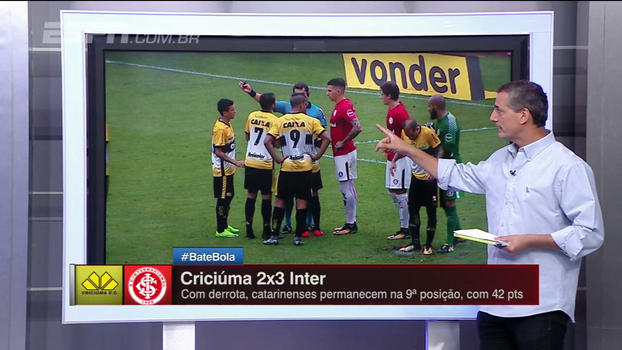 Sálvio explica mudança na regra, discorda de cartão e aponta pênalti em Criciúma x Inter Sálvio explica mudança na regra, discorda de cartão e aponta pênalti em Criciúma x Inter