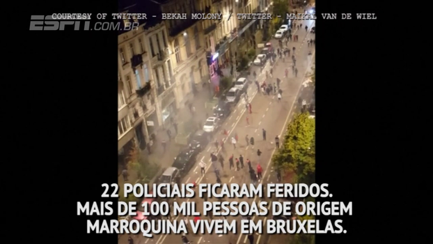 Comemorando vaga na Copa, marroquinos entram em confronto com polícia belga Comemorando vaga na Copa, marroquinos entram em confronto com polícia belga; veja imagens