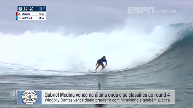 Medina e Wiggolly avançam ao round 4 na etapa do Taiti do Mundial de Surfe Medina e Wiggolly avançam ao round 4 na etapa do Taiti do Mundial de Surfe