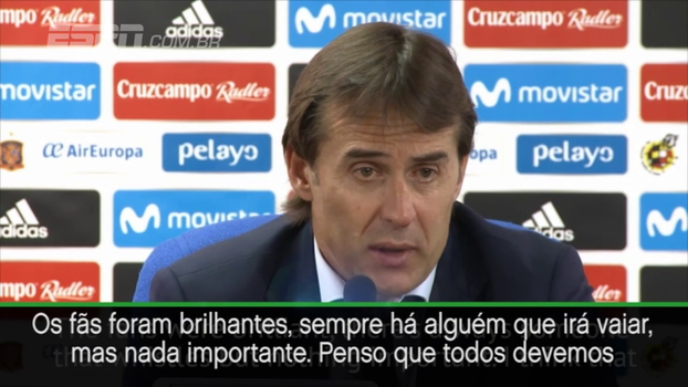 Técnico da Espanha minimiza vaias e pede foco nas 'notícias positivas sobre o futebol' Técnico da Espanha minimiza vaias e pede foco nas 'notícias positivas sobre o futebol'