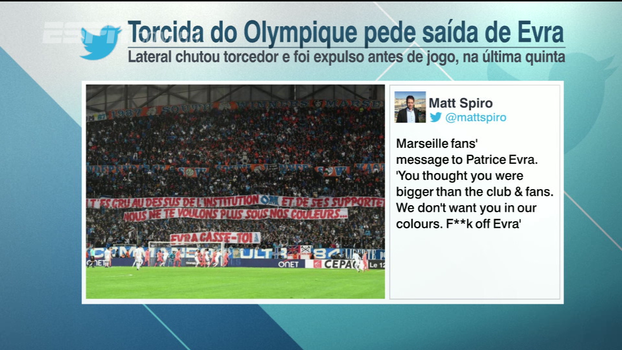 Torcedores do Olympique mandam mensagem para Evra após o atleta agredir um deles na última quinta Torcedores do Olympique mandam mensagem para Evra após o atleta agredir um deles na última quinta