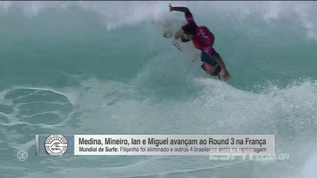 Surfe: quatro brasileiros avançam ao 3º Round na etapa da França, mas Filipinho é eliminado Surfe: quatro brasileiros avançam ao 3º Round na etapa da França, mas Filipinho é eliminado