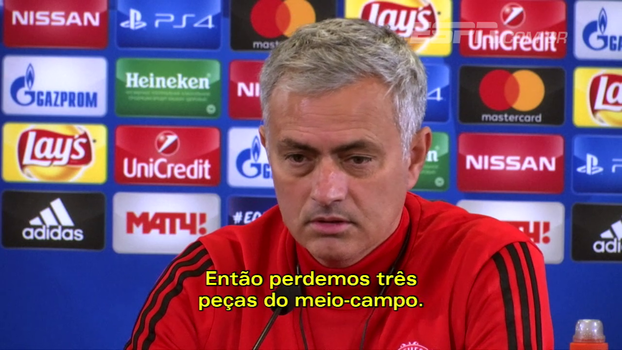 Com desfalques no meio-campo para a Champions, Mourinho diz: ‘Não há muitas soluções’ Com desfalques no meio-campo para a Champions, Mourinho diz: ‘Não há muitas soluções’