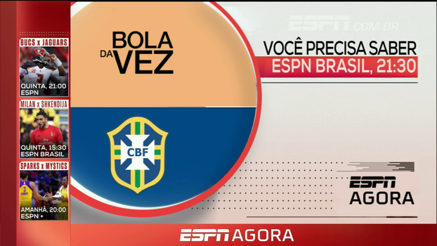 Bola da vez com Cafu, MLB e mais; veja a programação desta terça-feira nos canais ESPN Bola da vez com Cafu, MLB e mais; veja a programação desta terça-feira nos canais ESPN