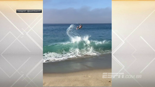 Haja equilíbrio! Veja manobra insana de skimboard Haja equilíbrio! Veja manobra insana de skimboard