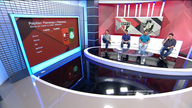 Flamengo x Palmeiras e São Paulo x Vasco: veja os palpites do BB Debate Flamengo x Palmeiras e São Paulo x Vasco: veja os palpites do BB Debate
