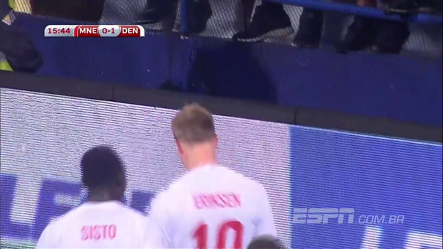 Com gol de Eriksen, Dinamarca vence Montenegro fora e entra na zona de repescagem Com gol de Eriksen, Dinamarca vence Montenegro fora e entra na zona de repescagem